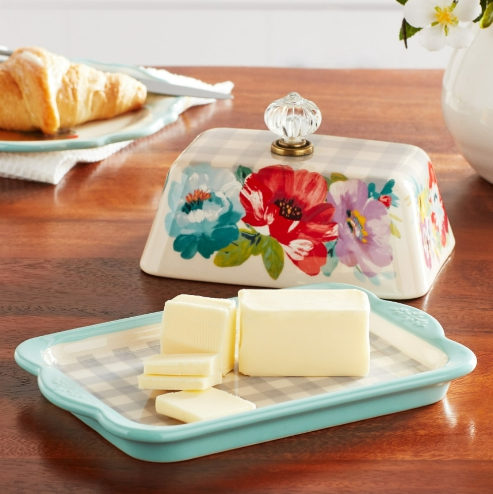 ❤️ New Pioneer Woman Sweet Romance Blossoms  Double Stick Butter Dish